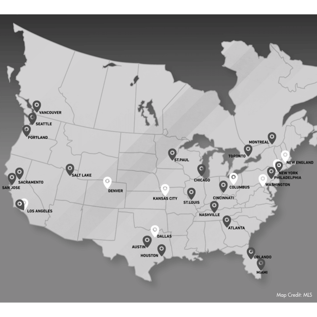 Map of Major League Soccer Teams