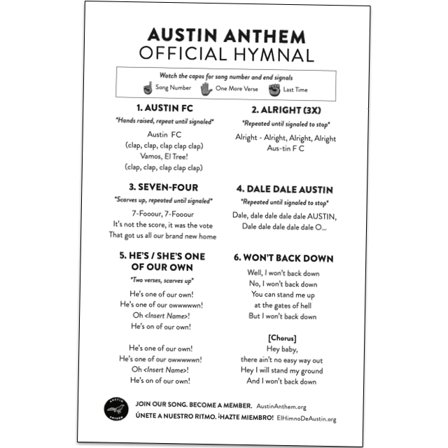 Austin Anthem Chant Sheet #1
